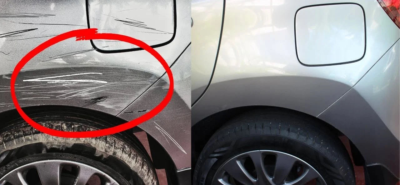 Car with visible surface scratches