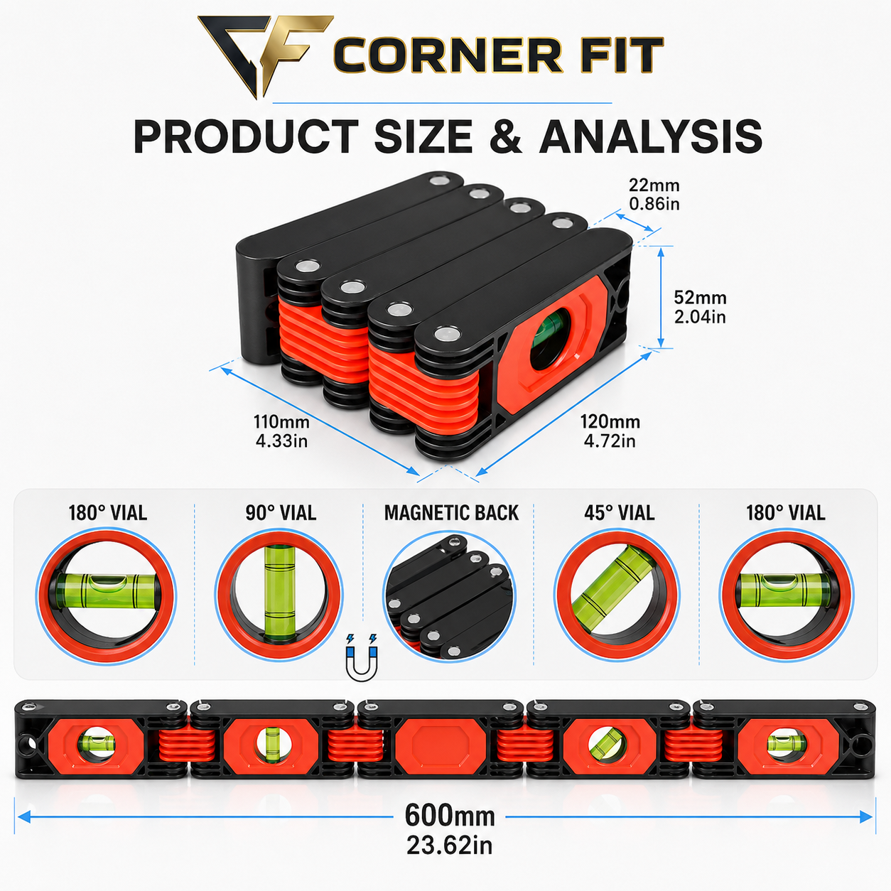 Folding Level Ruler – Precision Angle Measuring Tool