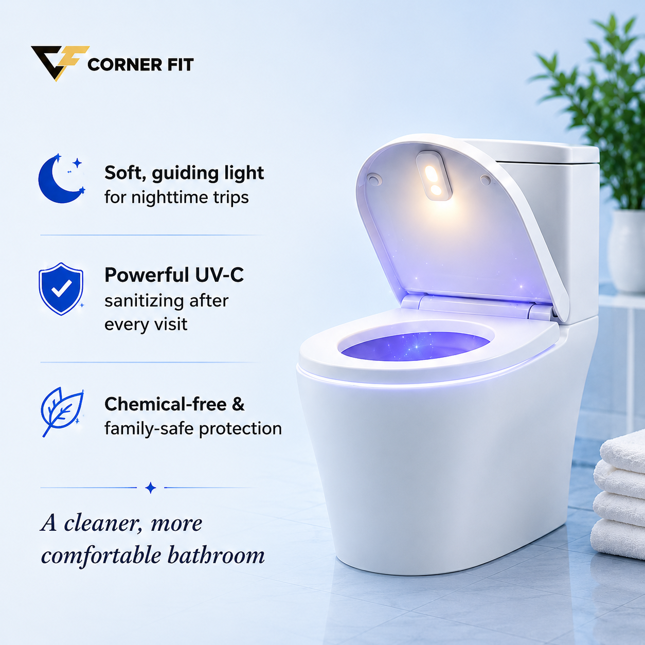 Corner Fit™ Self Cleaning UV Toilet Sanitizer